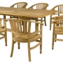 set 166 -- 43 x 71-94 inch rectangular extension table (tb-e020) & captains armchairs (fully built) (ch-044)